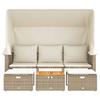 Outdoor 3 Seater Sofa with Canopy and Footstools Beige Poly Rattan