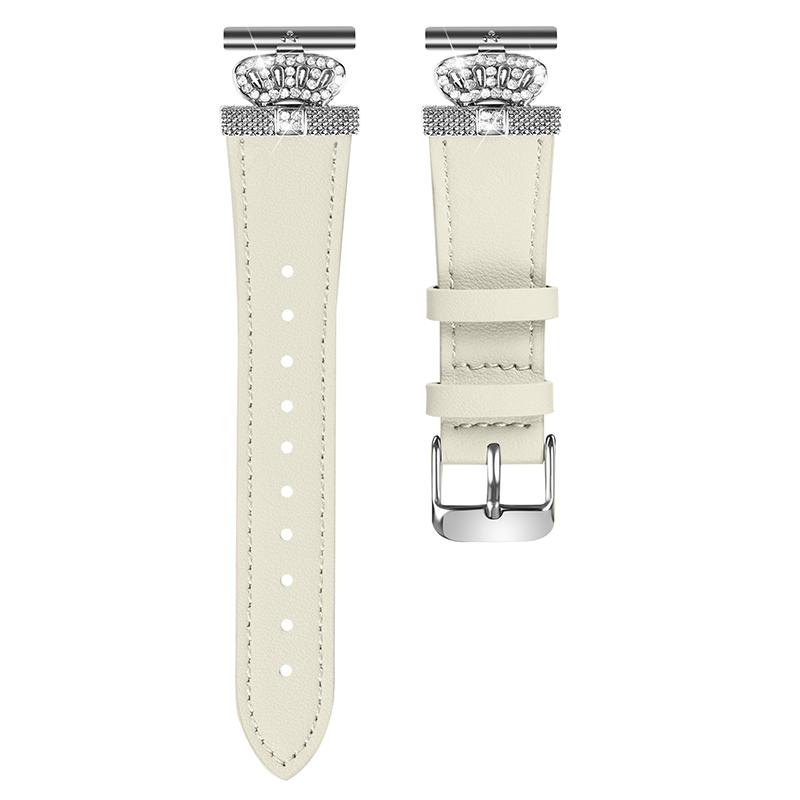 

For Huami Amazfit Cheetah Pro Cowhide Strap Crown Design Wrist Band,Silver Buckle Apricot