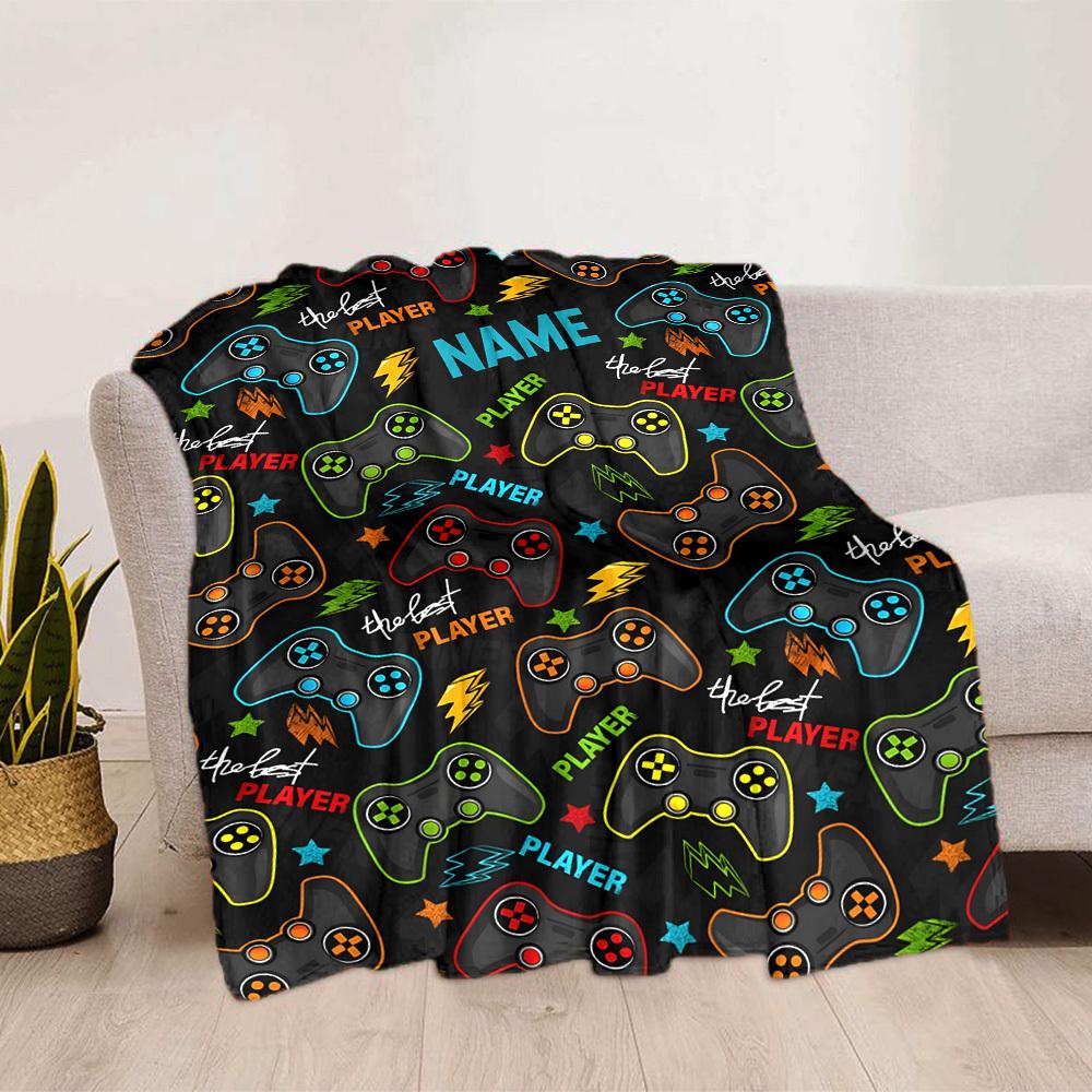 Gamepad Pattern Home Customize Your Name Blankets Comfortable Soft Portable Allseason Multipurpose Blanket For Picnic Sofa Office Bed Living Room