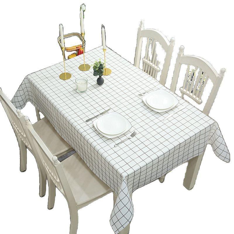 Home Simple Waterproof Oil-Proof Leave-In Premium Outdoor Picnic Modern Grid Peva Plaid Coffee Table Tablecloth