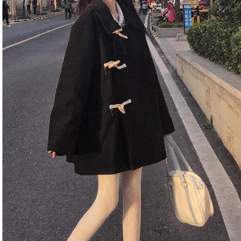 2022 Mid-Length Woolen Duffle Coat for Female Students, Japanese Style, Autumn/Winter