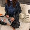 Women's Long-Sleeve Cartoon Pajama Set - Cute Korean Style Homewear for Autumn, Winter, Spring - Plus Size Available