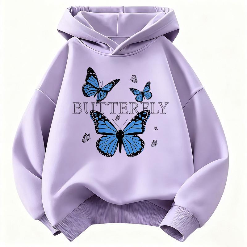 Blue Butterfly Fashion Design Children's Sweatshirt Cute Hoody for Boys Girls Autumn Spring Casual Hoodies
