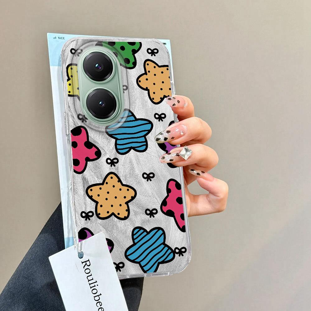 Colorful Circularl Dots Women Girls Feather Texture Phone Case for Xiaomi Poco X5 M6 Pro X6 X3 Pro NFC C75 C71 C65 C61 M5S Cover