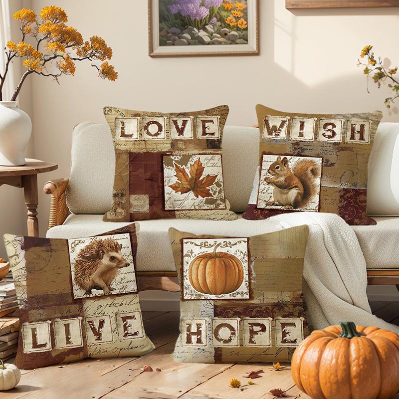 Printed Pillow Cover Cute Animal Linen Living Room Decoration Pillow Cover Bedroom Headboard Cushion Cover