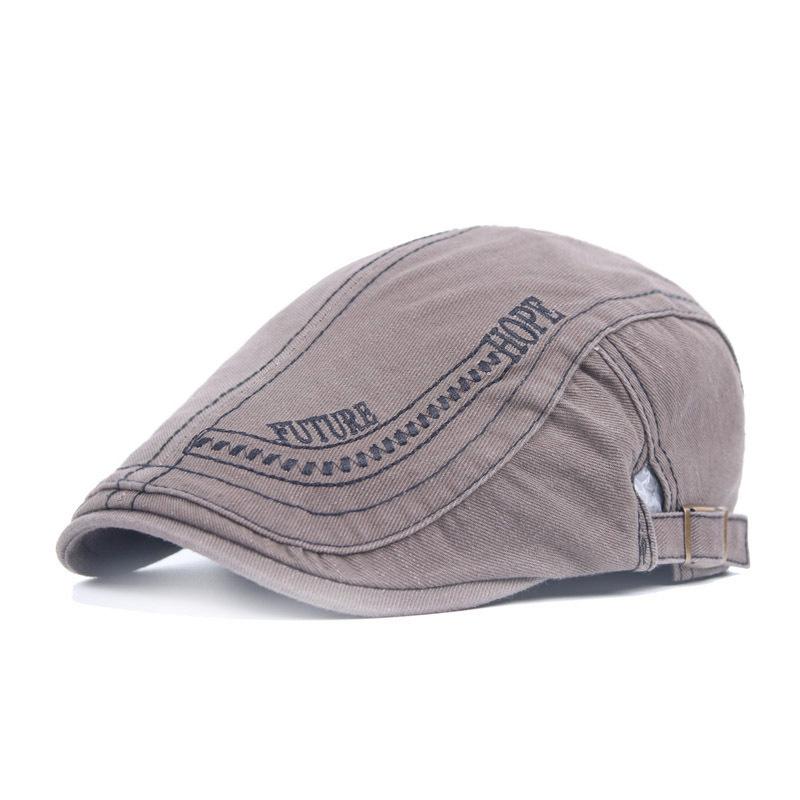 Men's Cotton Alphabet Embroidered Beret Summer Outdoor Sun Hat Cap Front Hat