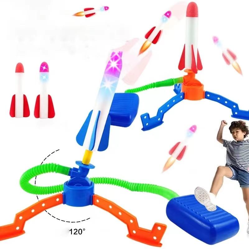 Rocket Launcher Toy Flying Foam Rocket Pedal Pump Children'S Inflatable Jump Outdoor Interactive Game