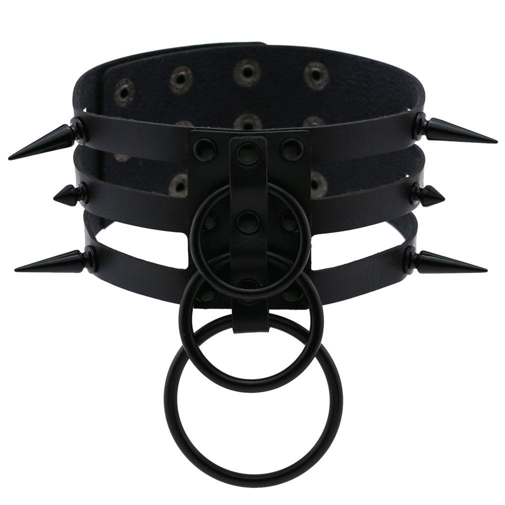 DIEZI Cosplay Black PU Leather Chain Necklace For Women Vintage Harajuku Gothic Choker Collar Statement Necklace Men Jewelry