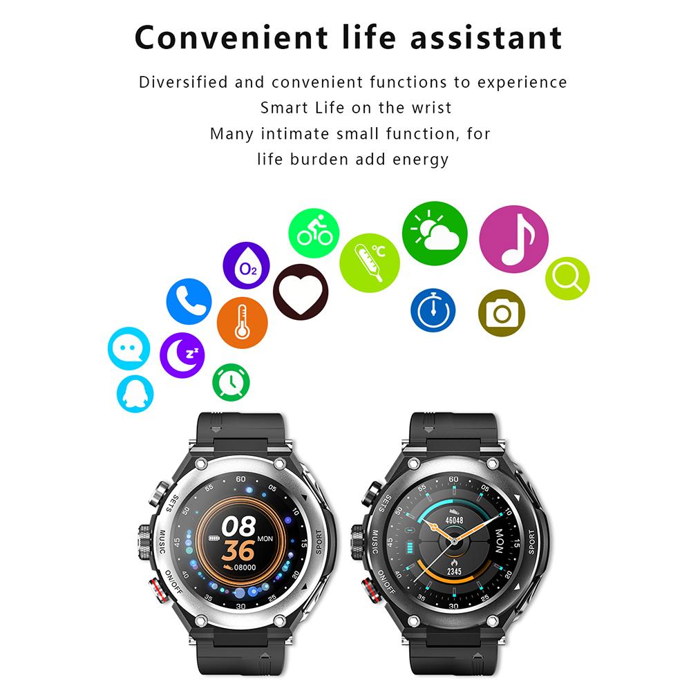 Rainbuvvy T92 Chytré hodinky s sluchátky 1,28palcový IPS plně dotykový 128MB RAM 470mAh BT5.0 TWS IP67 vodotěsné Nahrávání lokální hudby Bezdrátový chytrý náramek