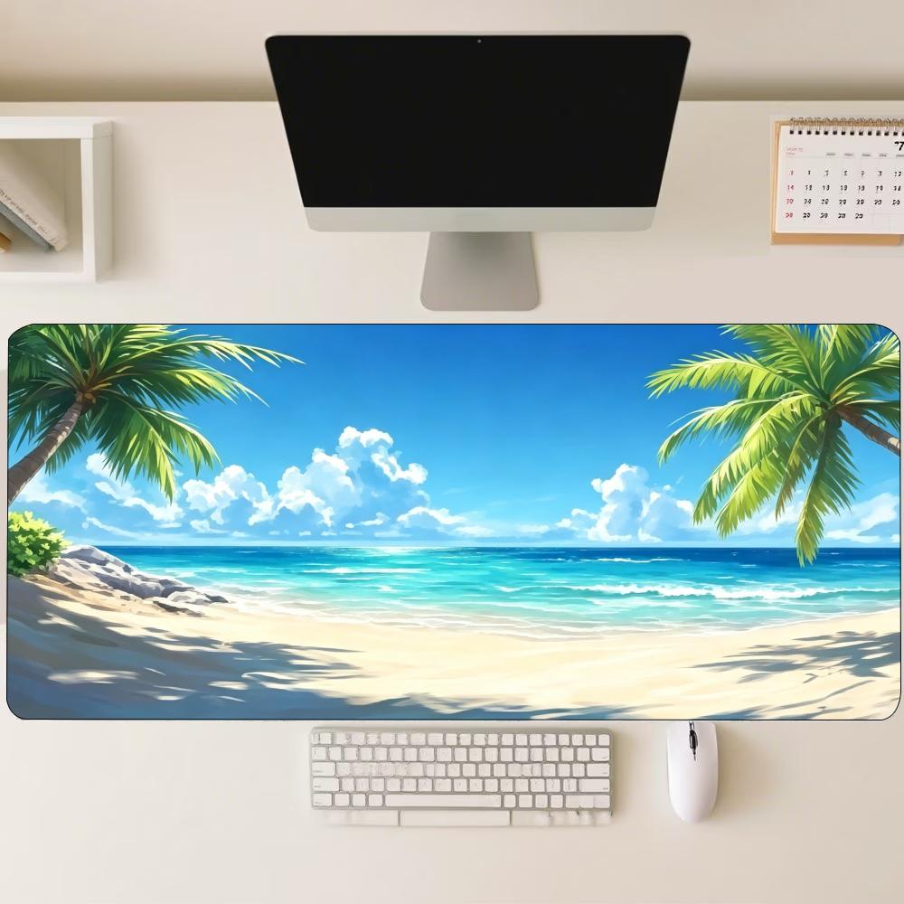 Smooth Non Slip Rubber Keyboard Desk Mat Large Extended Gaming Mouse Pad Summer Beach Palm Tree For Laptop Computer Office