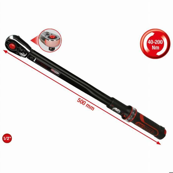 Clé dynamométrique KSTOOLS Ergotorque Précision Plus - 1/2 pouce - 500 mm - Double graduation en Nm et lbf ft