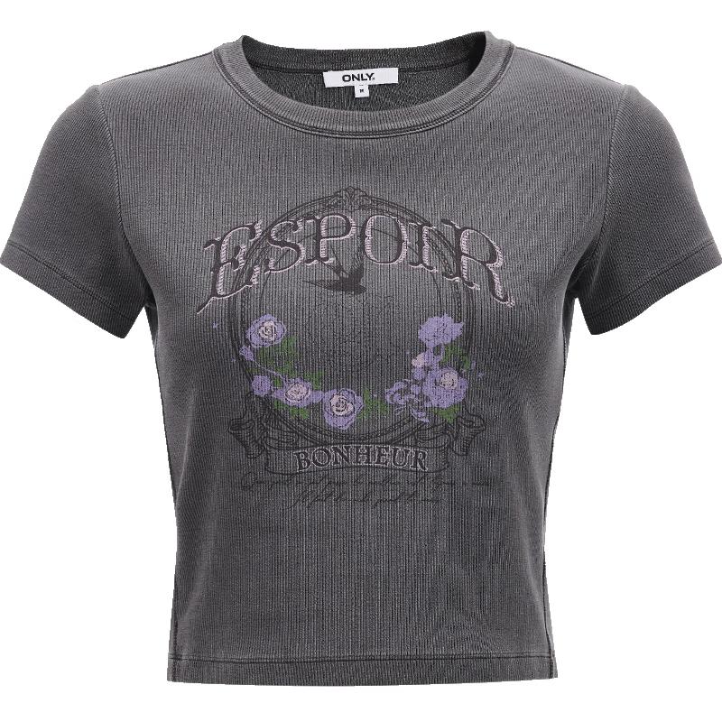 ONLY Women s 2025 Spring Retro Distressed Cropped T-Shirt S