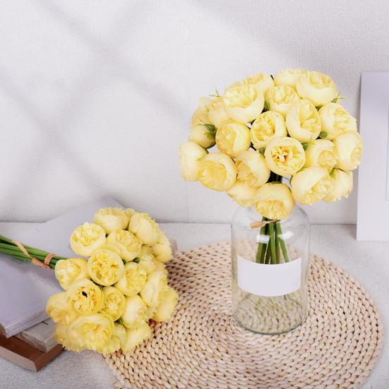 Artificial Flower Bouquet 27 Head Realistic Fake Silk Flower Home Office Wedding Party Table Centerpiece DIY Vase Faux Bloom Decoration