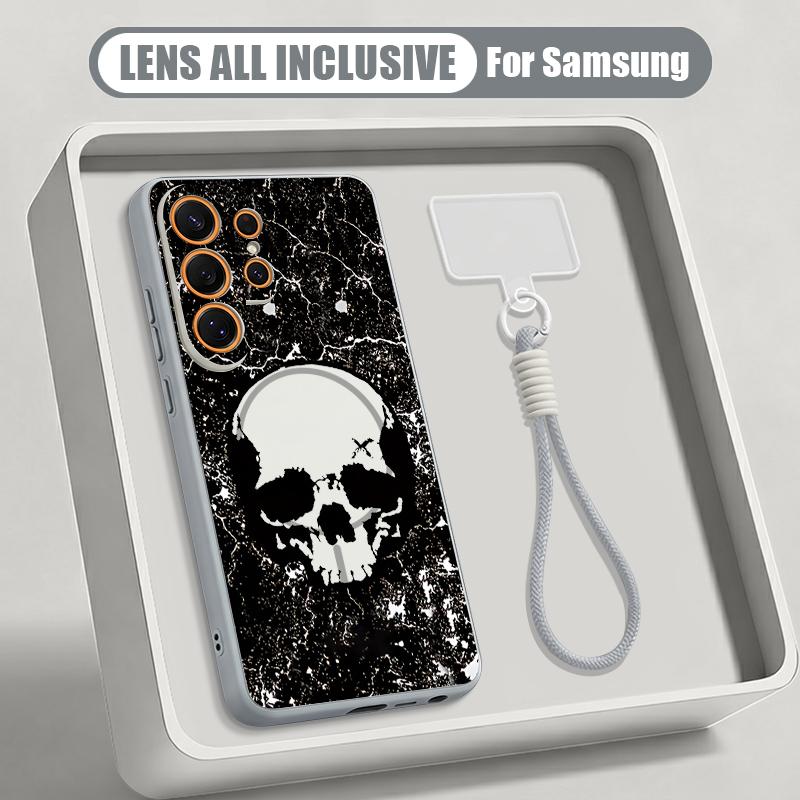 Skull Skeleton Pattern Case For Samsung S26 Ultra S25 FE S24 S24 Plus A57 A37 A17 A56 A36 A16 A55 A35 A15 A54 5G Hybrid Magnetic Matte Cover