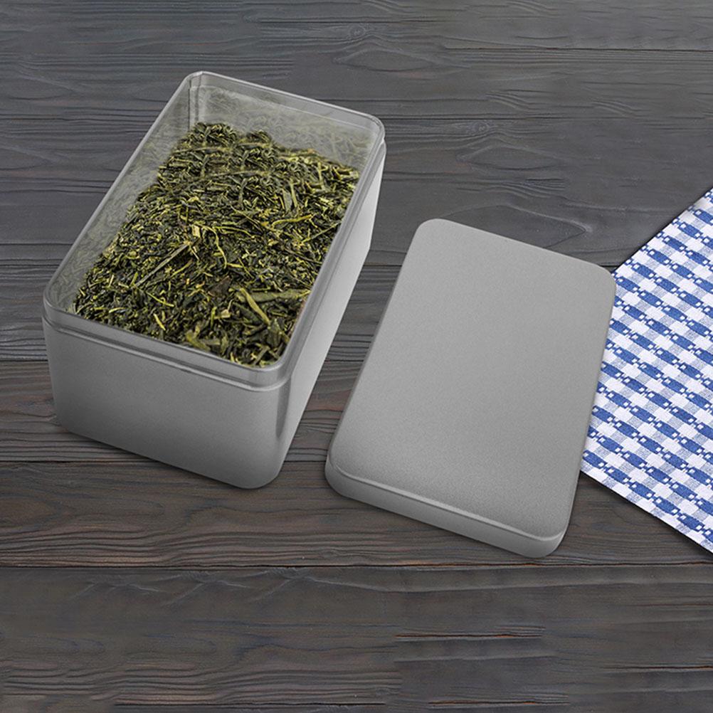 2 Pcs Tea Storage Box Tinplate Canister for Bulk Tea Organizer Tea Rectangular Storage Box Packaging Organization