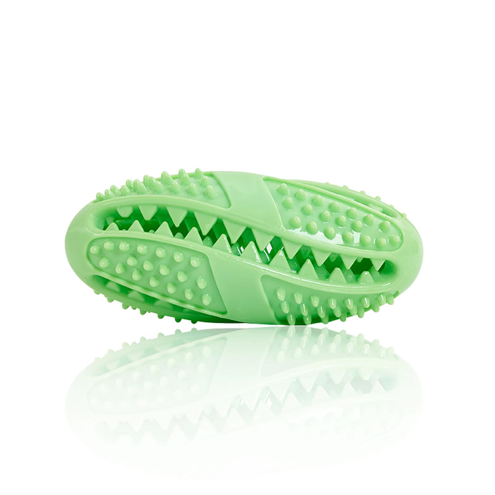 Игрушки для домашних животных, интерактивный мяч из натурального каучука для собак, жевательная игрушка для щенков, диспенсер для еды, мяч, устойчивый к укусам, чистые зубы, игровые мячи для домашних животных зелёный