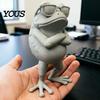 Crossed Arms Frog Statue 3D Printed Figure, Mini Desktop Ornament, Simulated Model Tsundere Collectible with Sunglasses Arms, Standing for Desk,