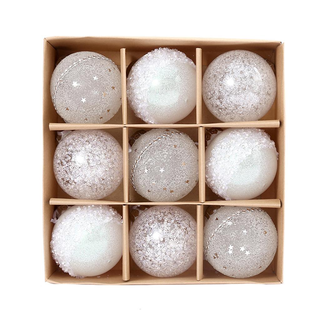8CM 9 Pcs Christmas Balls Ornament Xmas Tree Hanging Pendant Decorations Home Christmas Decoration Accessories