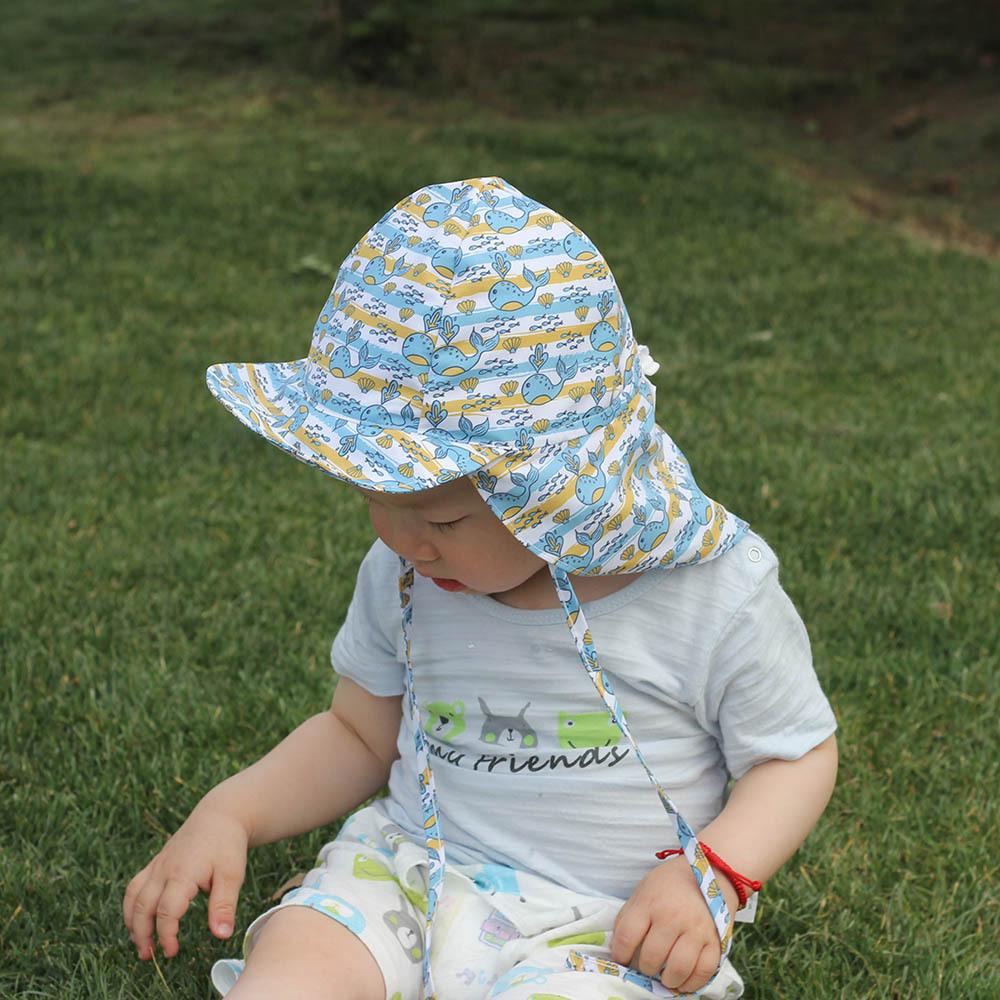 Baby Summer Sun Hat 2 To 5 Years Kids Anti-UV Beach Panama Hat Wide Brim Neck Protection Outdoor Travel Toddler Sun Caps