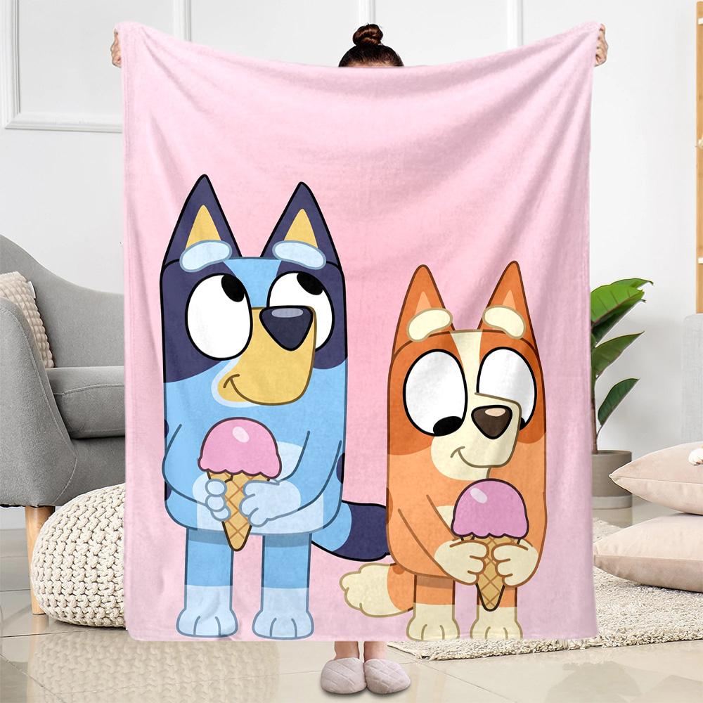 Bluey's Blue Fun Blanket Soft Warm Cozy Perfect for Office Chair Office Chair All-Season Use Stylish Decor Suitable for Gifting Relatives and Friends