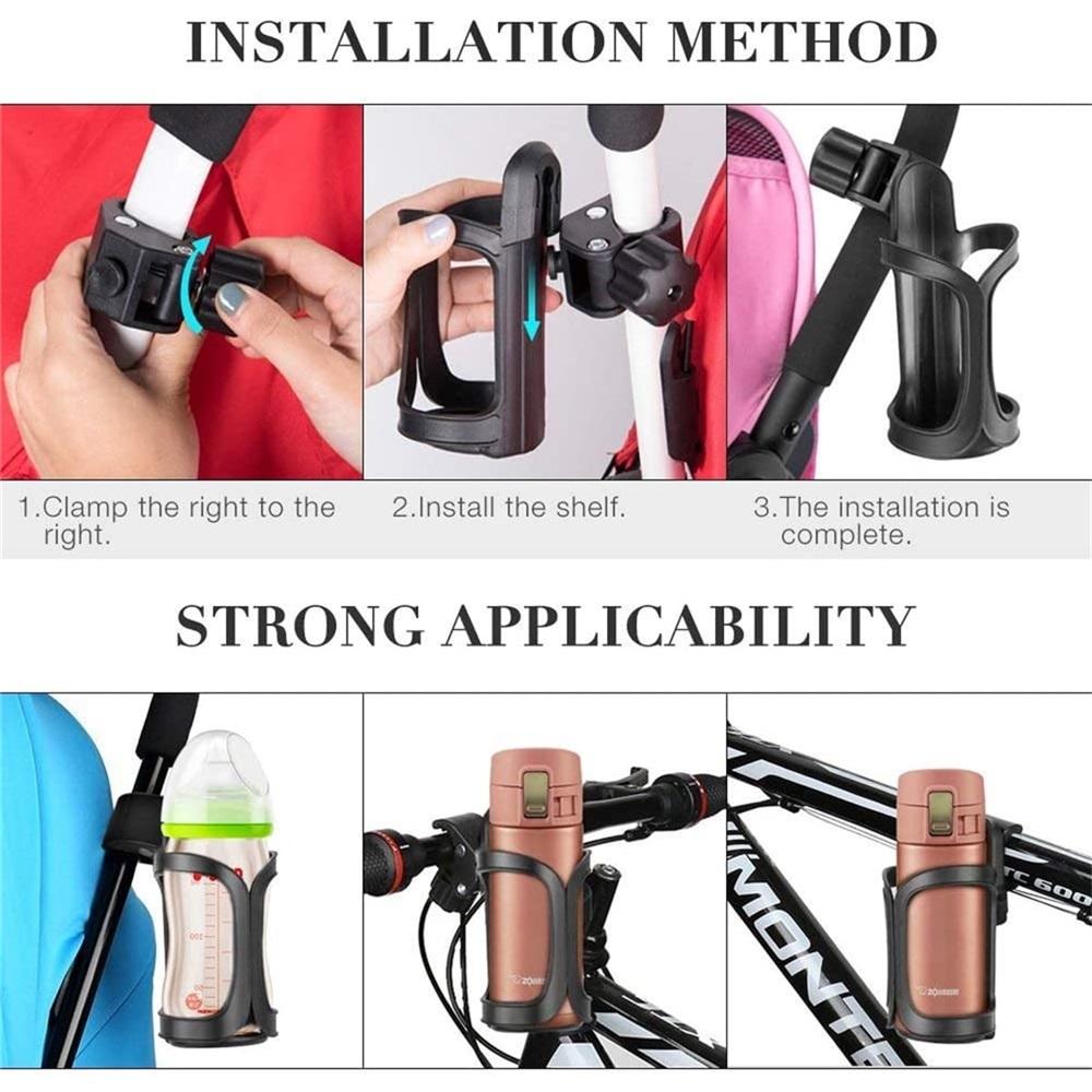 Bicycle Water Bottle Holder, Black, Set of 2, Bicycle Cup Holder, 360-degree Rotating Cycling Water Bottle Holder