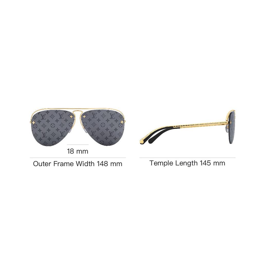 Louis Vuitton Grasa Metal Rana Gafas de Sol Estilo Piloto Unisex Gafas de Sol Gris Oscuro Z1172E