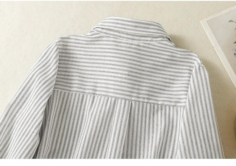 Artistic Cotton Linen Striped Long Sleeve Casual Loose Plus Size Shirt 2025