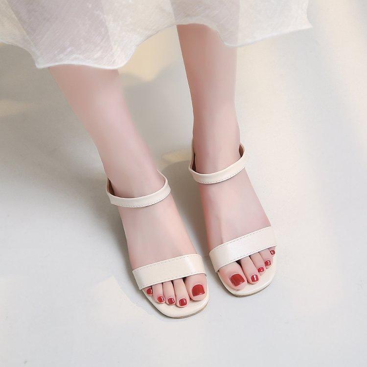 With Skirts To Show Height and Not Tired Feet, Thick Heels, One-word Drag Women's Summer High-heeled Sandals 2025 New Middle-heeled Fairy