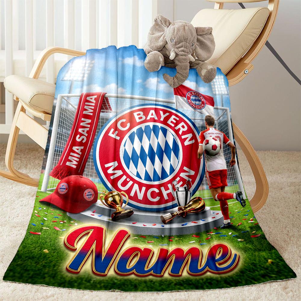 Bayern Munich Jersey Personalized Text Blanket Multi-purpose Customizable Blanket Soft & Cozy for Seaside Nap Home Decor Living Room for All Occasions