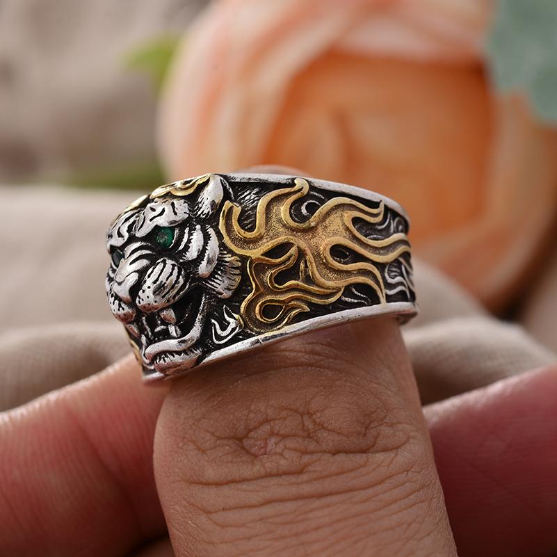 Domineering Personality Retro Tiger Animal Thai Silver Man Punk Ring Rock Party Gifts Promotion Cheap Never Fade