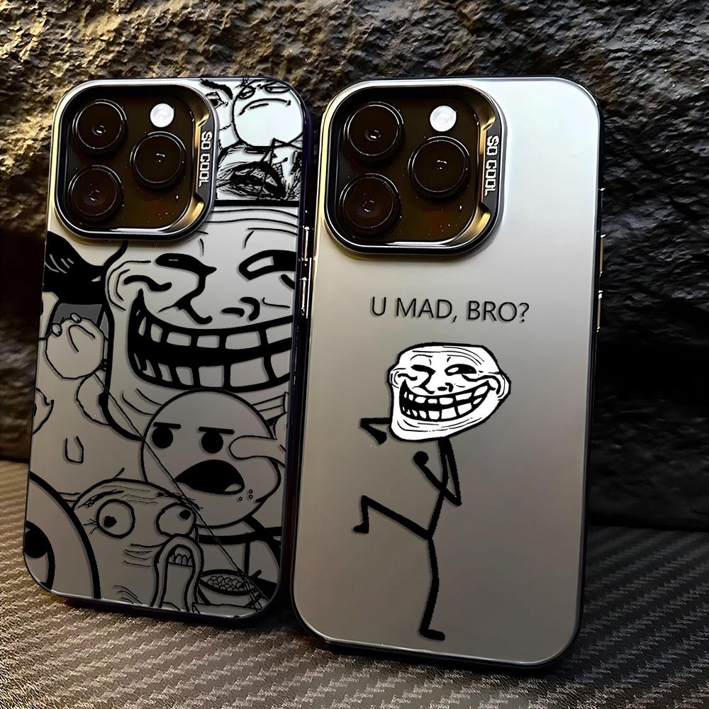 Funny Meme Trollface Phone Case For iPhone 17 16e 16 15 14 13 12 11 Mini Pro Max X XR XSMAX 8 7 Air Plus Anti Fall Matte
