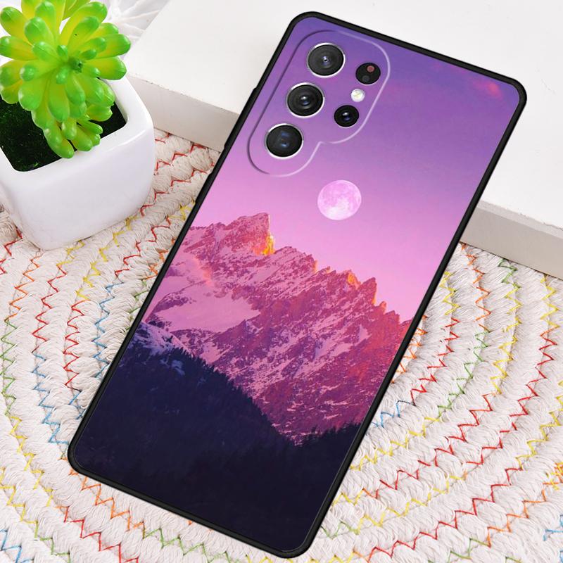 Marble Mountain Moon Silicone Phone Case For Samsung Galaxy note 10 pro S26 S25 S24 S23 S22 S21 Plus S25Ultra Capa Cover