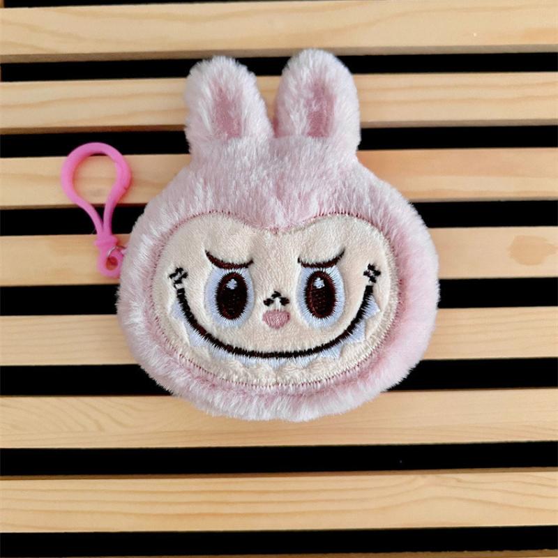 Creative New Labubu Bunny Plush Coin Purse Portable Round Earphone Bag Cute Cartoon Girly Heart
