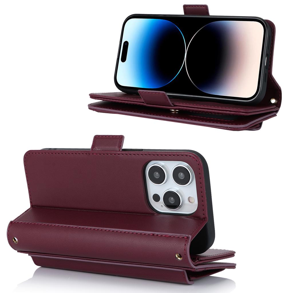 Crossbody Kartenfach Leder Geldbörse Hülle Für iPhone 15 Pro Max 14 Plus 13 12 11 Geldbörse Tasche Beutel Langes Lanyard Beutel Buchhülle