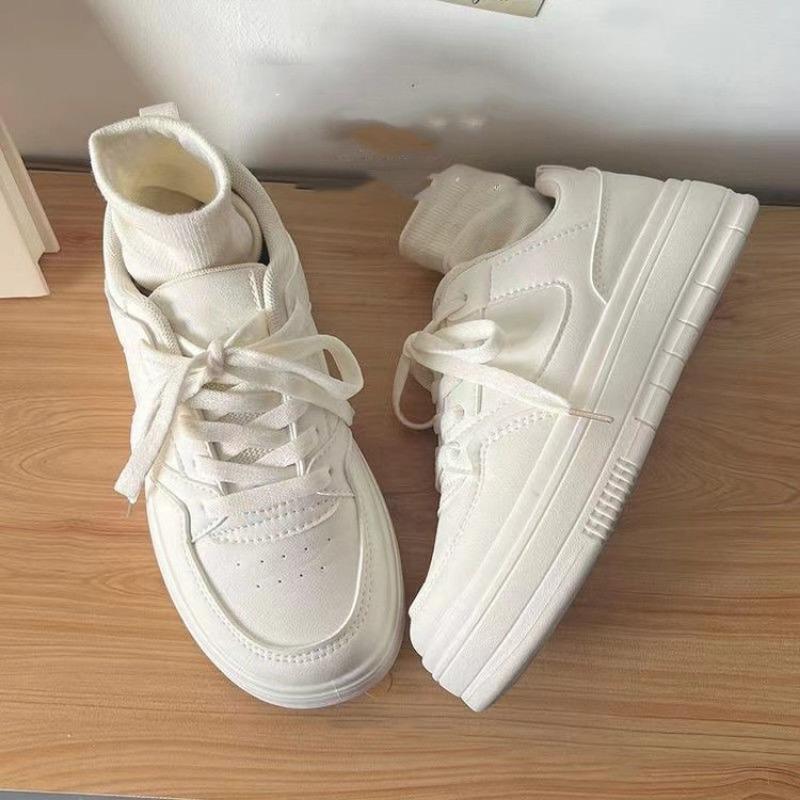 White canvas Sneakers for Women trend  Platform Women's Shoes Fashion Thick Bottom PU Leather Sneakers zapatos de mujer