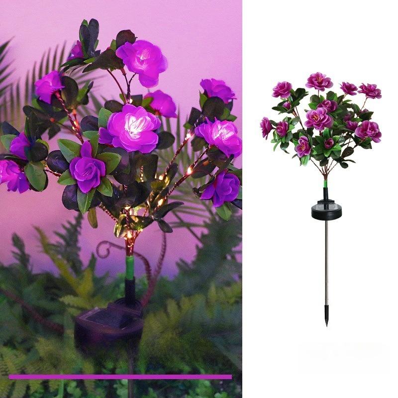LED Solar Light Waterproof Azalea Solar Flowers Lamp Outdoor Decorative for Garden Yard Lawn Path Lighting Holiday Wedding Decor