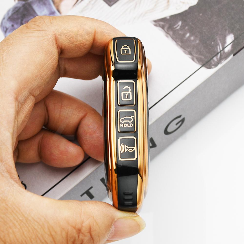 Gold Edge Tpu Car Key Case Cover Auto Shell Fob For Kia Sportage  Sorento Ceed  Cd Forte Cerato  K3 Gt Seltos