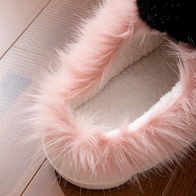 Neue flauschige Pinguin-Baumwollpantoffeln für Damen, entzückendes Umarmtier-Design, Fell-Slipper, winterwarm, für drinnen, Schlafzimmerschuhe