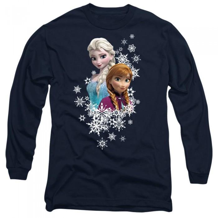 Frozen Unisex Adult Anna And Elsa Snowflake Portrait T-Shirt