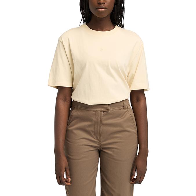 Timberland Outdoor Breathable Loose Soft Skin-Friendly Short Sleeve Drop Shoulder T-Shirt Women Tops Light-Brown A5NJE-EFL