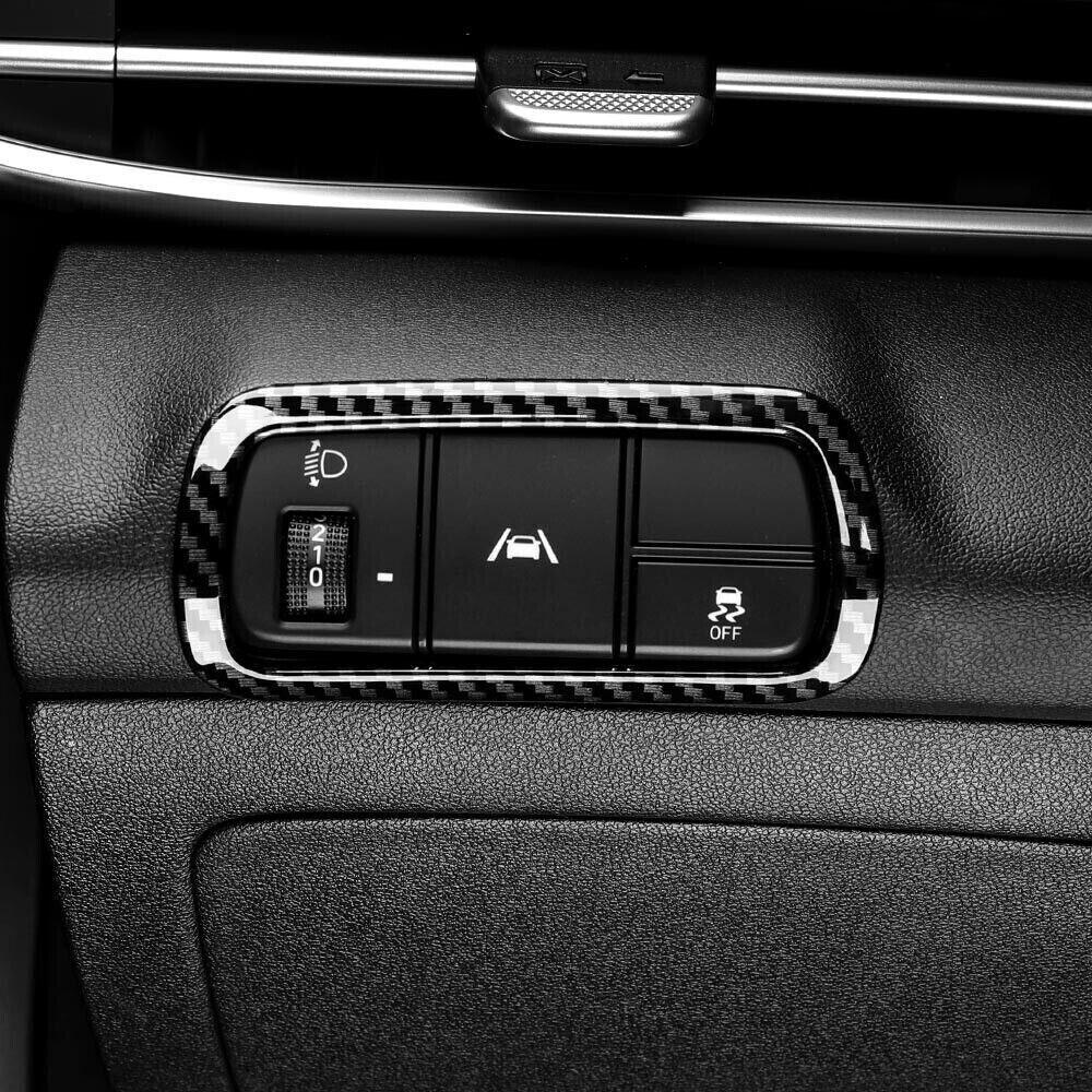 Carbon Fiber ABS Headlight Adjustment Switch Cover Trim For Hyundai Elantra N
