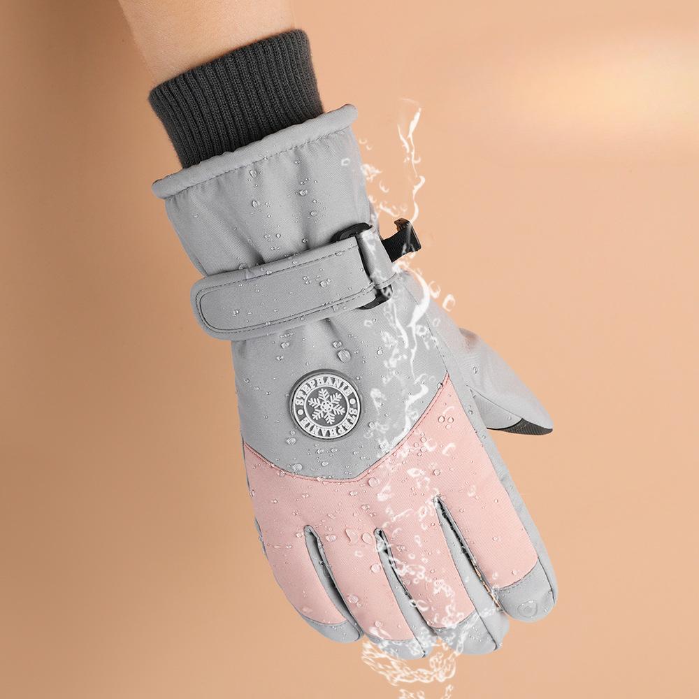Ski Gloves for Men and Women Outdoor Cycling Waterproof and Non Slip Touch Screen Plus Velvet Thickened Autumn and Winter Warm Gloves