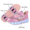 Boys Girls Roller Shoes LED Light Up USB Charging Children Roller Skate Casual Skateboarding Shoes Sports Shoes Kids Sneakers