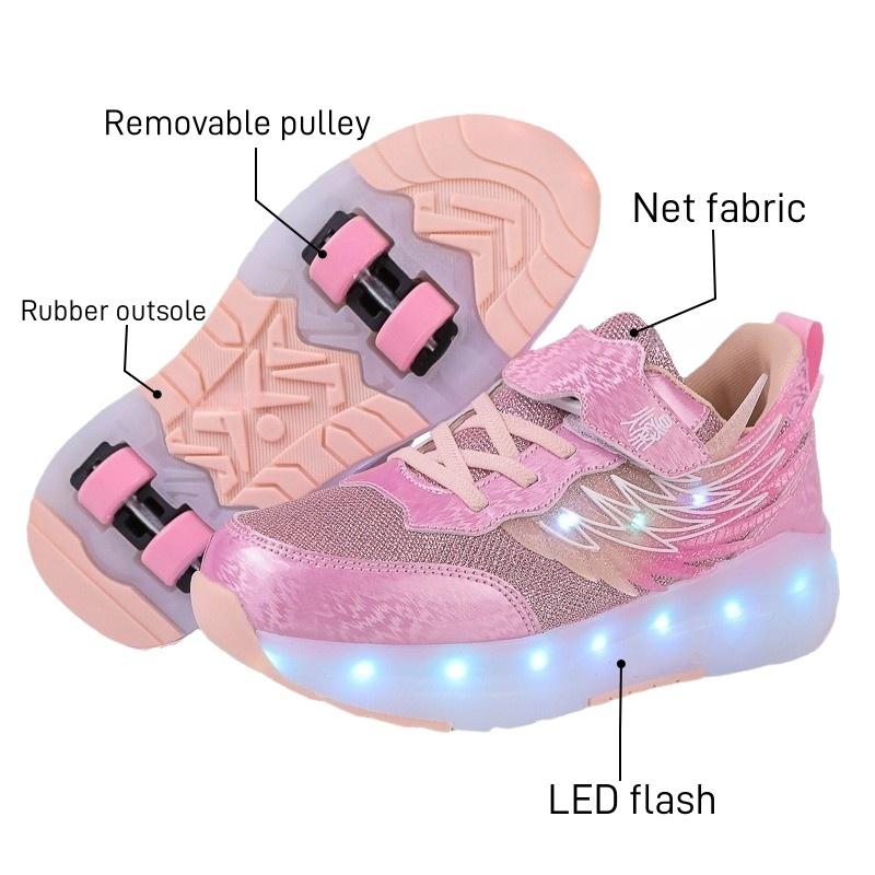 Boys Girls Roller Shoes LED Light Up USB Charging Children Roller Skate Casual Skateboarding Shoes Sports Shoes Kids Sneakers