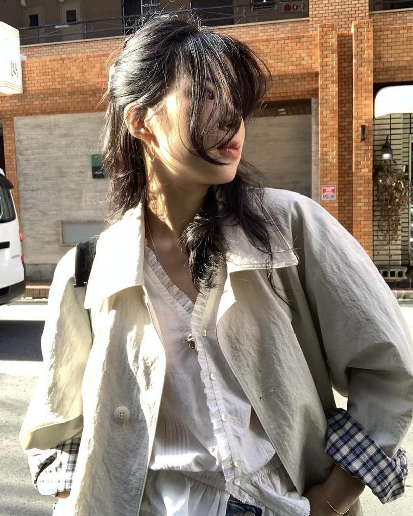 Einfarbiger mittellanger einreihiger Damen-Trenchcoat im koreanischen Stil - Lässige, vielseitige und figurbetonende Oberbekleidung