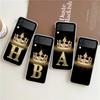 Phone Case For Samsung Galaxy Z Flip 3 4 5 Fold Hard PC Shell For Galaxy Z Flip 3 5 Clear Cover Diamond Crown Letter 26 Letters