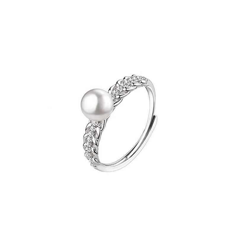 Elegant Adjustable Pearl Ring - Light Luxury Style for Women