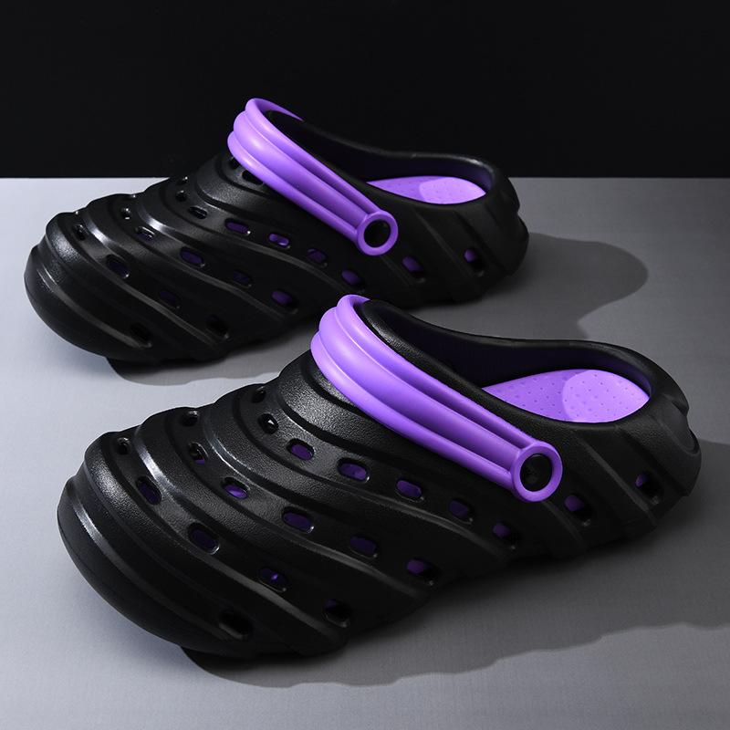 Summer Men's Hole Shoes Wear Deodorant and Non-slip Bag Head Slippers Soft-soled Beach Slippers