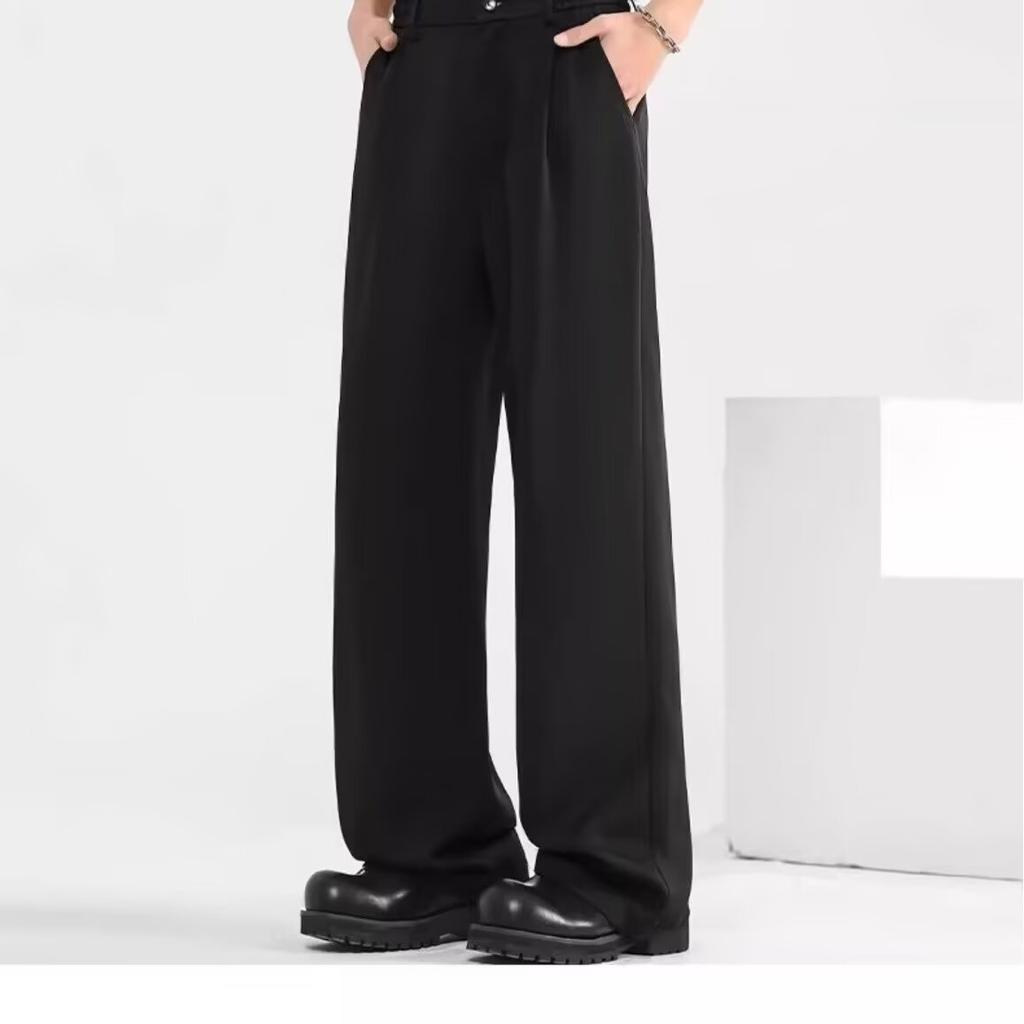 American simple high-end black trousers men's cleanfit straight casual suit trousers