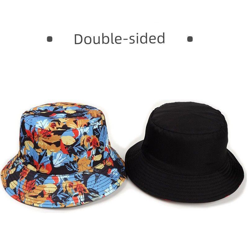 

Cross-Border Bucket Hat Women s Double-Sided Mulitcolor Leaves Maple Leaf Print Bucket Hat Spring and Summer Outdoor Casual Sun-Proof Sun Hat Black M(56-58cm)